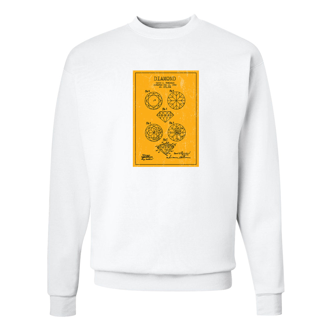 Flyease Yellow Ochre 1s Crewneck Sweatshirt | Diamond Patent Sketch, White