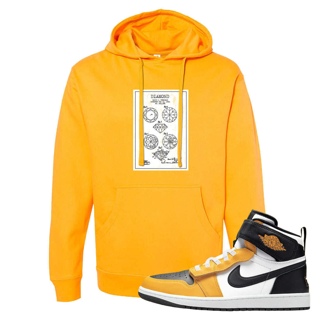 Flyease Yellow Ochre 1s Hoodie | Diamond Patent Sketch, Gold