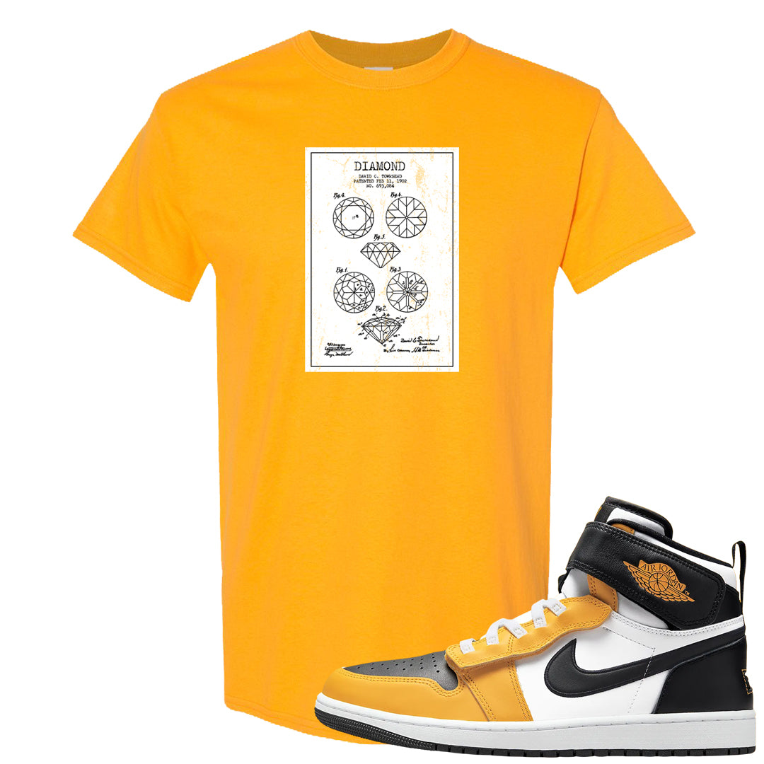 Flyease Yellow Ochre 1s T Shirt | Diamond Patent Sketch, Gold