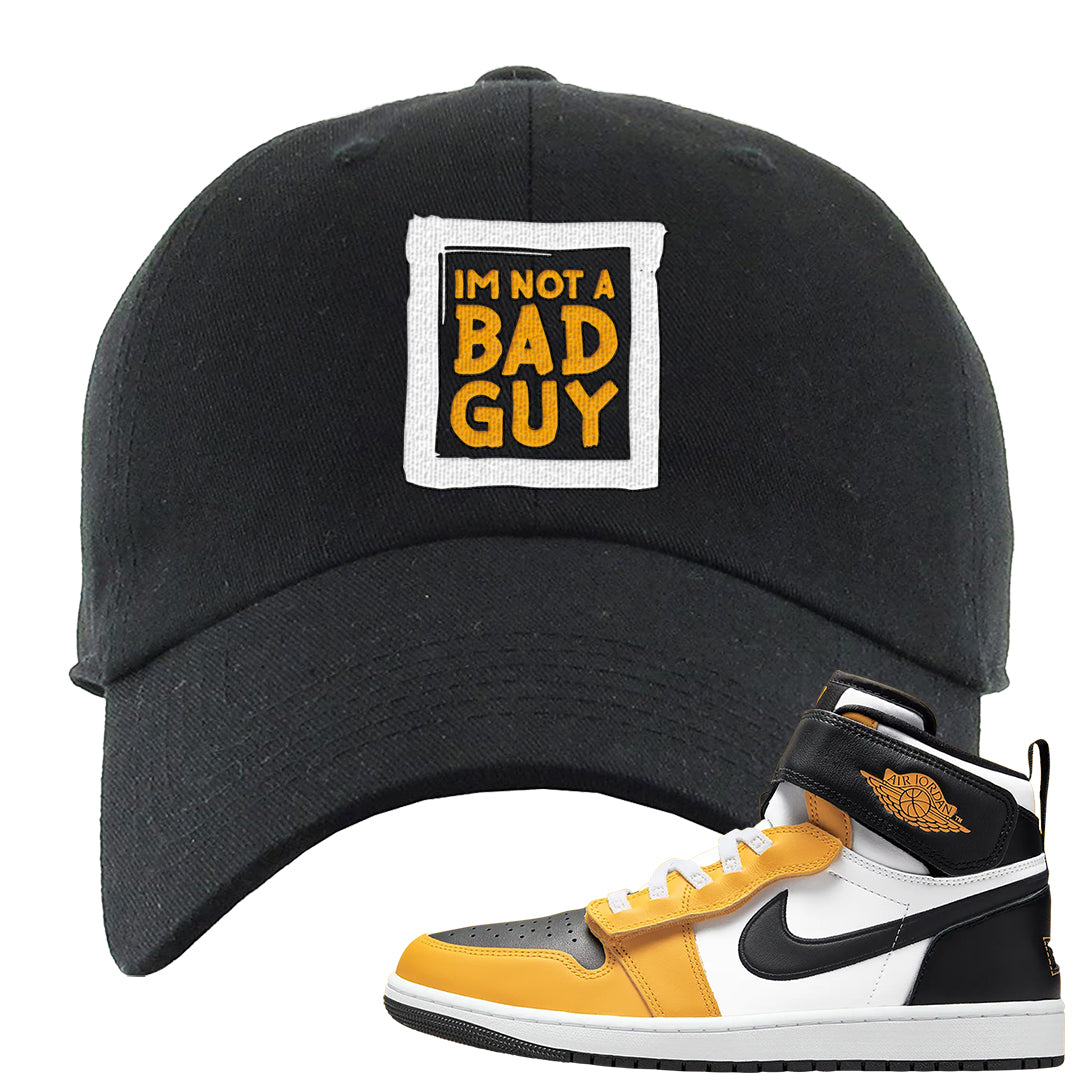 Flyease Yellow Ochre 1s Dad Hat | I'm Not A Bad Guy, Black