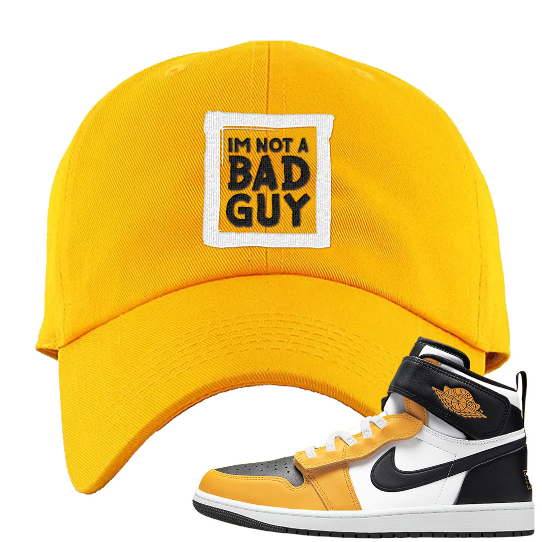 Flyease Yellow Ochre 1s Dad Hat | I'm Not A Bad Guy, Gold