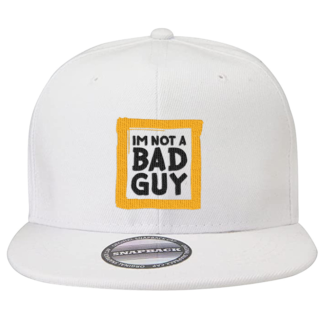 Flyease Yellow Ochre 1s Snapback Hat | I'm Not A Bad Guy, White