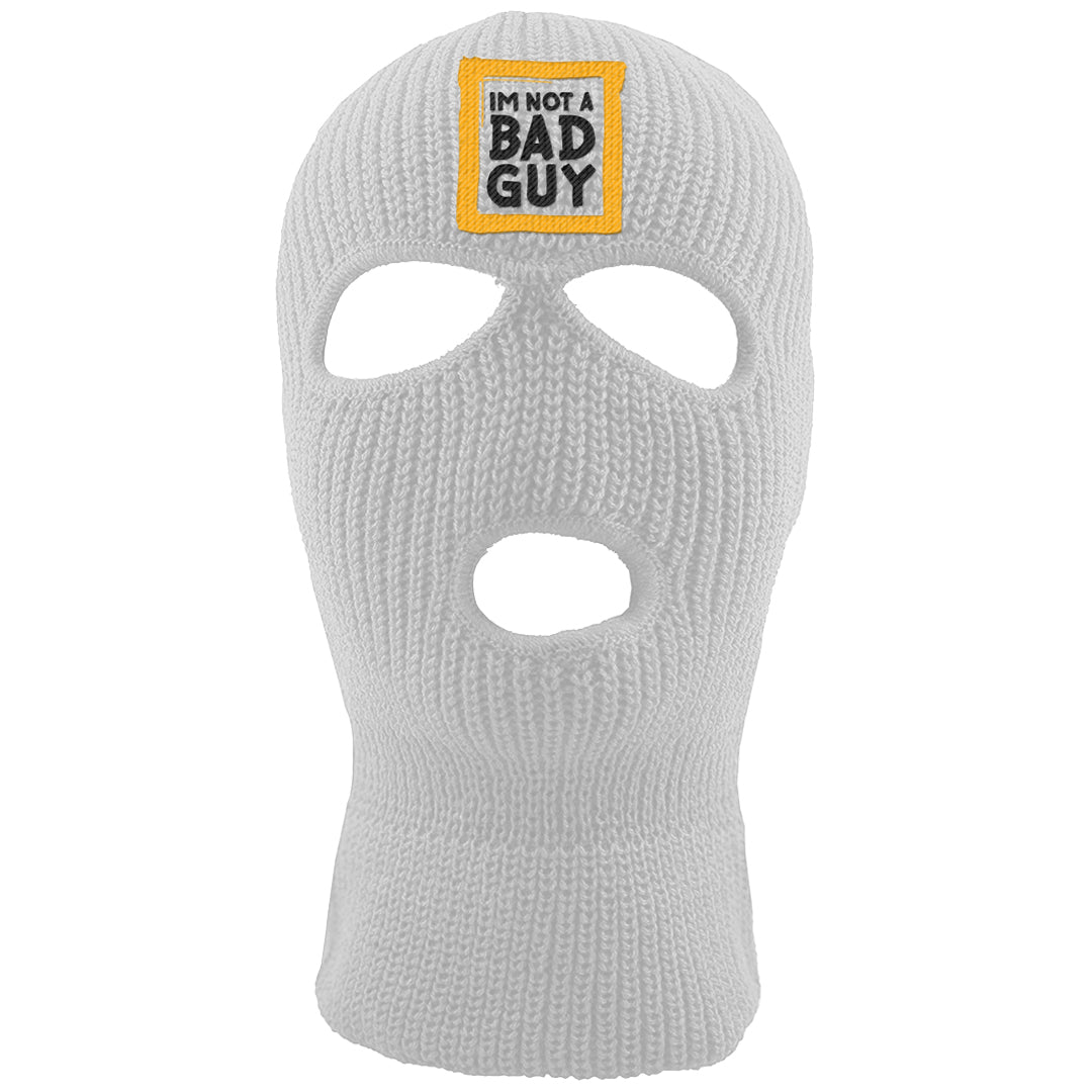 Flyease Yellow Ochre 1s Ski Mask | I'm Not A Bad Guy, White