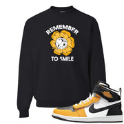 Flyease Yellow Ochre 1s Crewneck Sweatshirt | Remember To Smile, Black