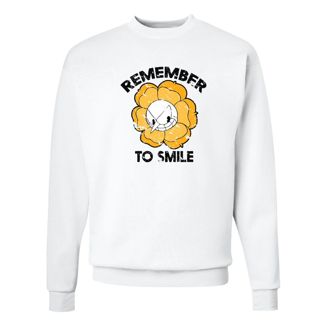 Flyease Yellow Ochre 1s Crewneck Sweatshirt | Remember To Smile, White
