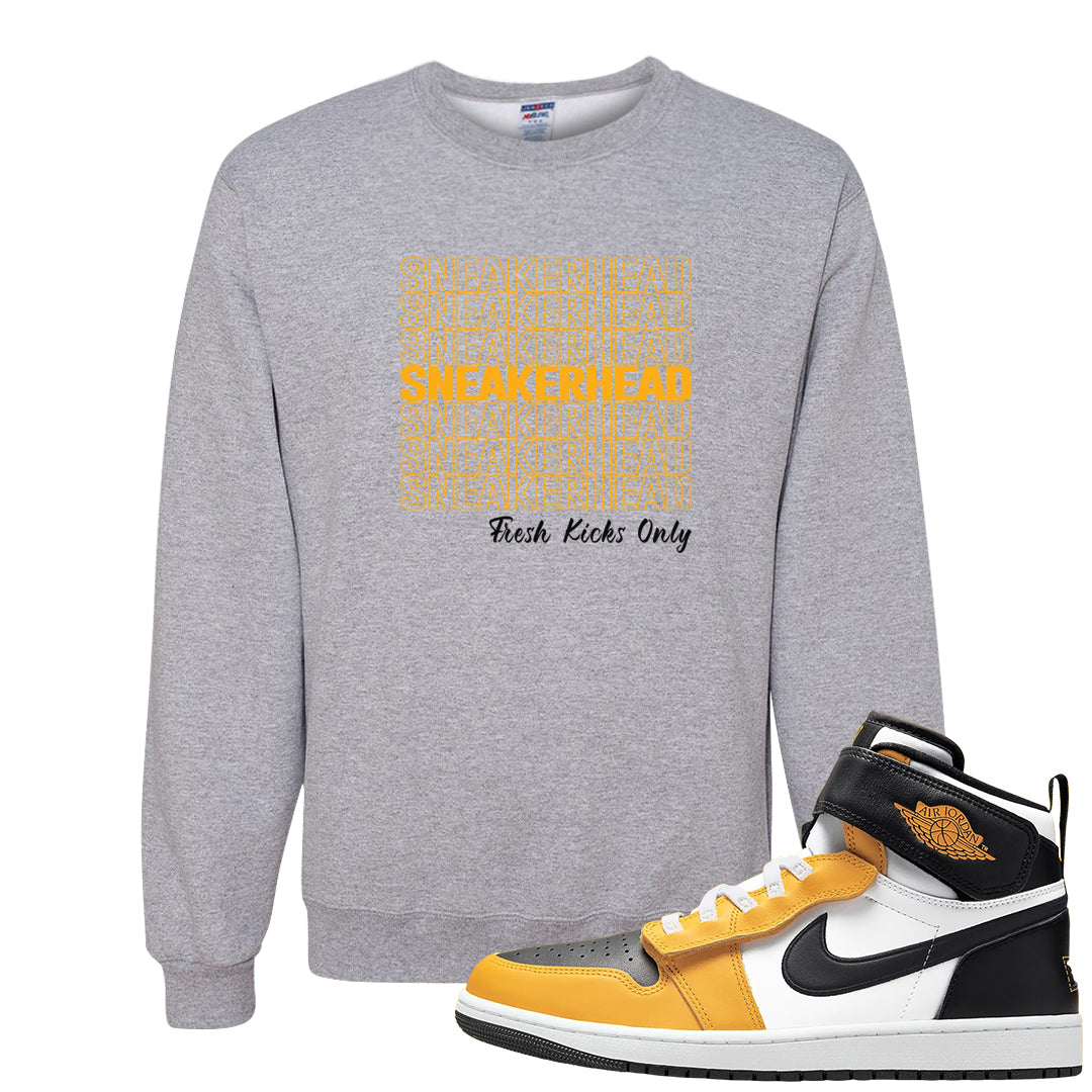 Flyease Yellow Ochre 1s Crewneck Sweatshirt | Thank You Sneakers, Ash