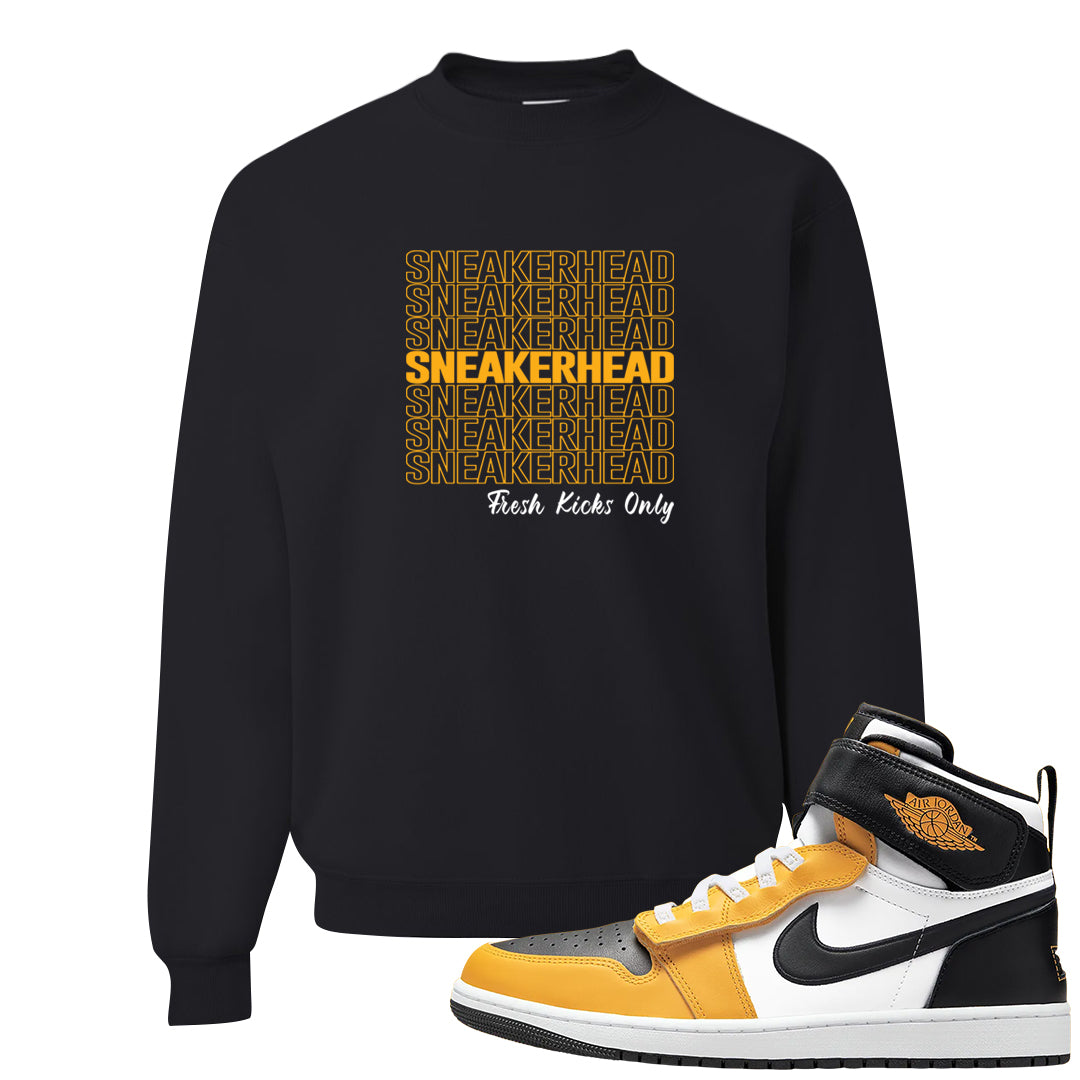 Flyease Yellow Ochre 1s Crewneck Sweatshirt | Thank You Sneakers, Black