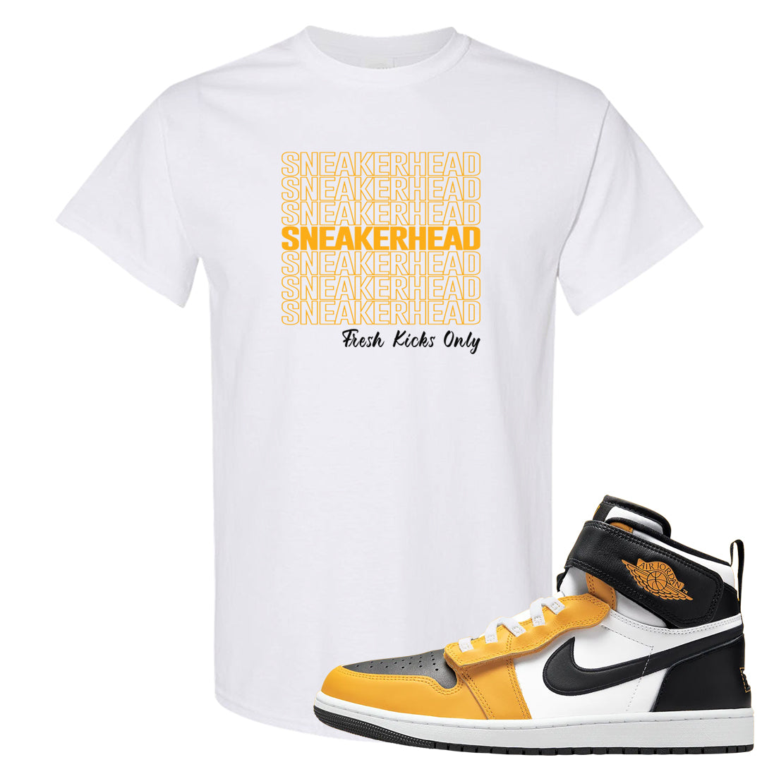 Flyease Yellow Ochre 1s T Shirt | Thank You Sneakers, White