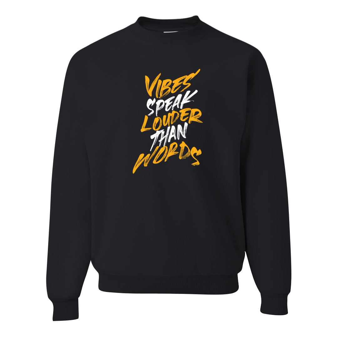 Flyease Yellow Ochre 1s Crewneck Sweatshirt | Vibes Speak Louder Than Words, Black