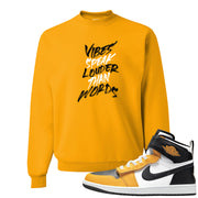 Flyease Yellow Ochre 1s Crewneck Sweatshirt | Vibes Speak Louder Than Words, Gold