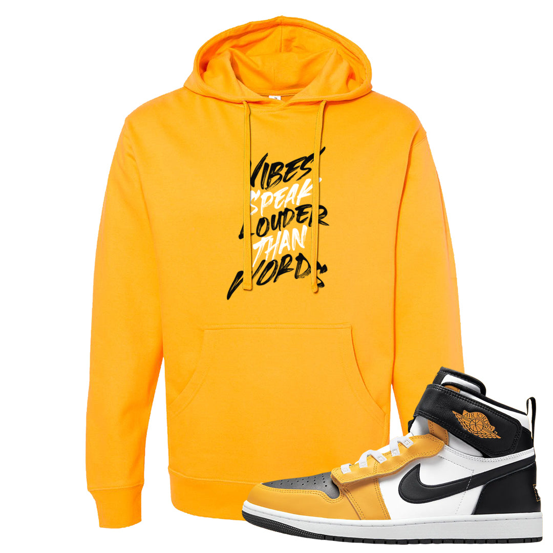 Flyease Yellow Ochre 1s Hoodie | Vibes Speak Louder Than Words, Gold