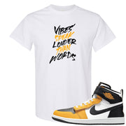 Flyease Yellow Ochre 1s T Shirt | Vibes Speak Louder Than Words, White