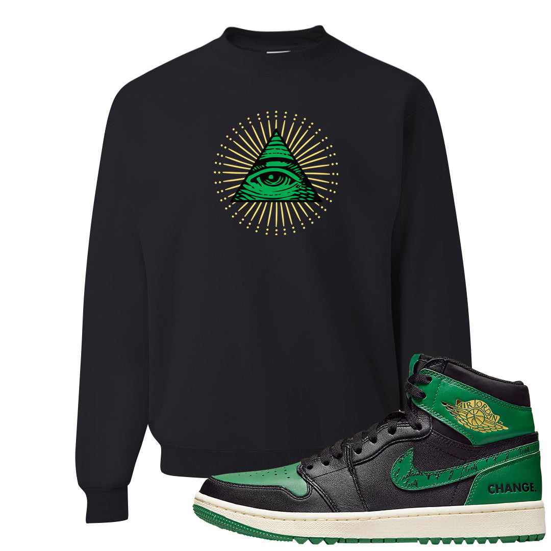 Golf Change 1s Crewneck Sweatshirt | All Seeing Eye, Black