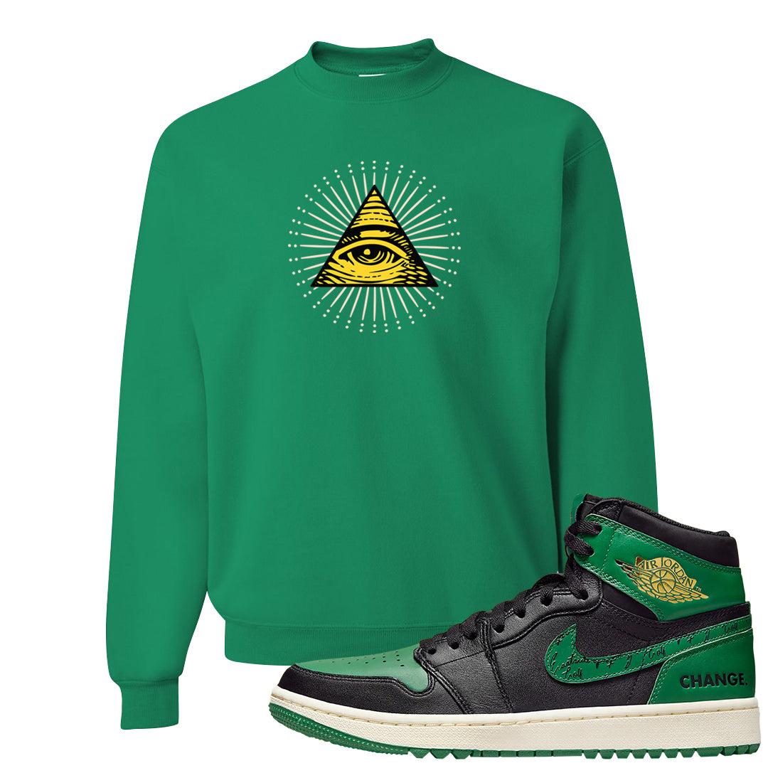 Golf Change 1s Crewneck Sweatshirt | All Seeing Eye, Kelly