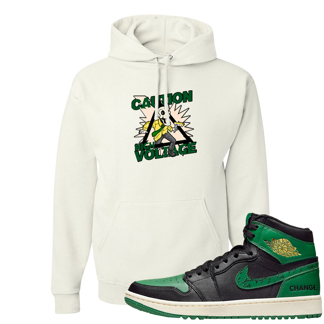 Golf Change 1s Hoodie | Caution High Voltage, White