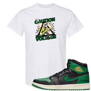 Golf Change 1s T Shirt | Caution High Voltage, White