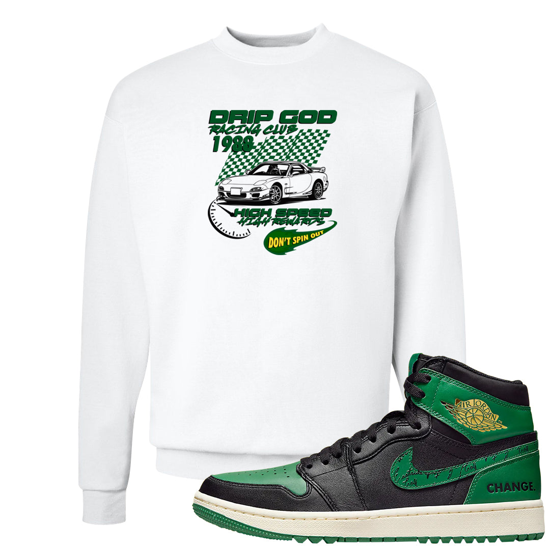 Golf Change 1s Crewneck Sweatshirt | Drip God Racing Club, White