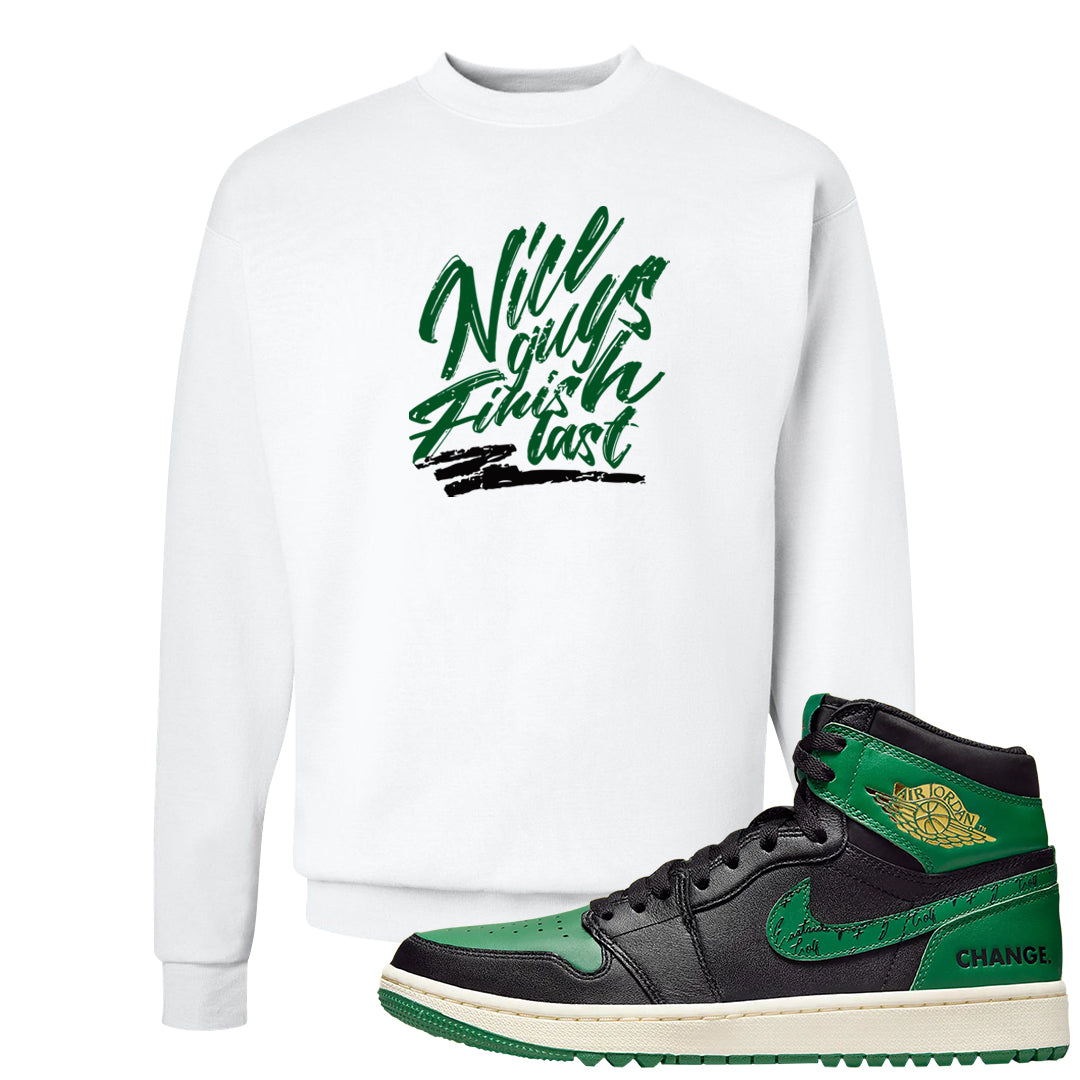 Golf Change 1s Crewneck Sweatshirt | Nice Guys Finish Last, White