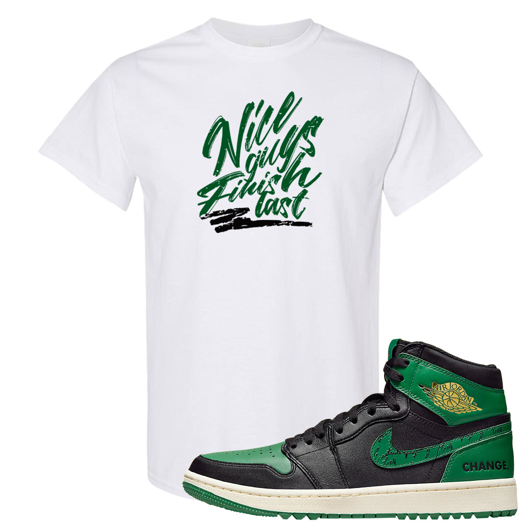 Golf Change 1s T Shirt | Nice Guys Finish Last, White