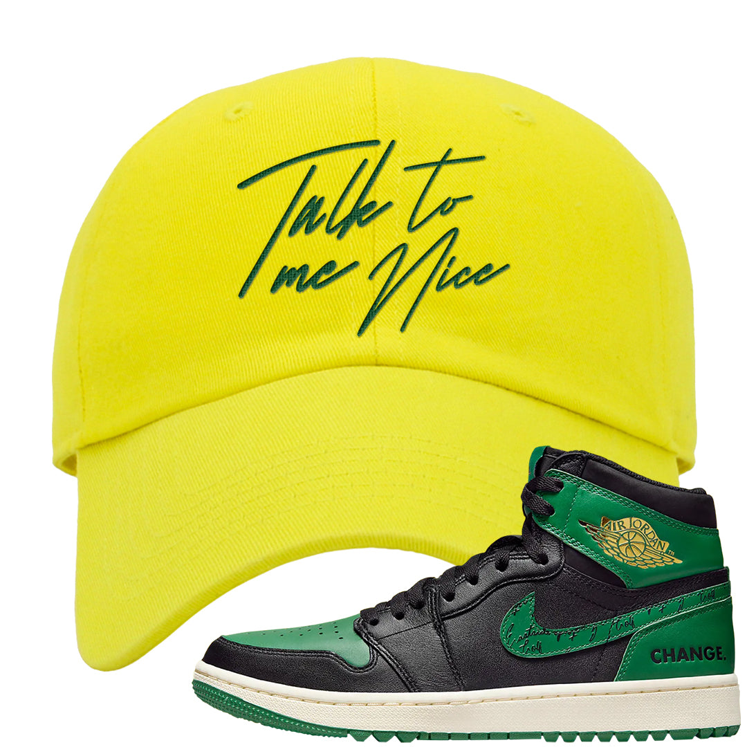 Golf Change 1s Dad Hat | Talk To Me Nice, Yellow