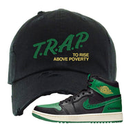 Golf Change 1s Distressed Dad Hat | Trap To Rise Above Poverty, Black