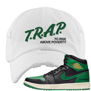 Golf Change 1s Distressed Dad Hat | Trap To Rise Above Poverty, White