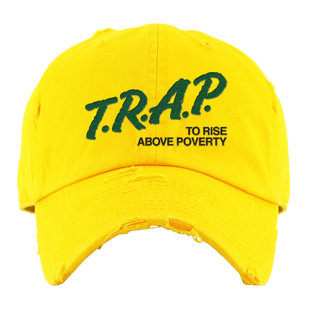 Golf Change 1s Distressed Dad Hat | Trap To Rise Above Poverty, Yellow