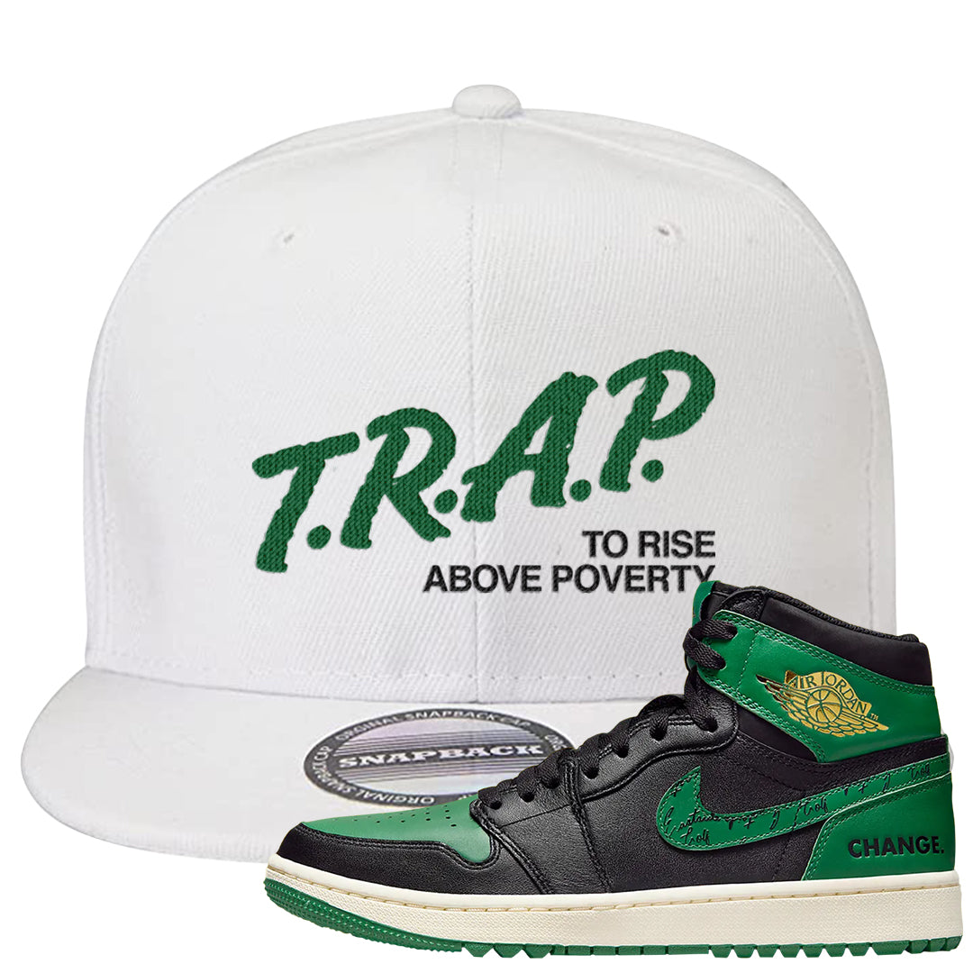 Golf Change 1s Snapback Hat | Trap To Rise Above Poverty, White