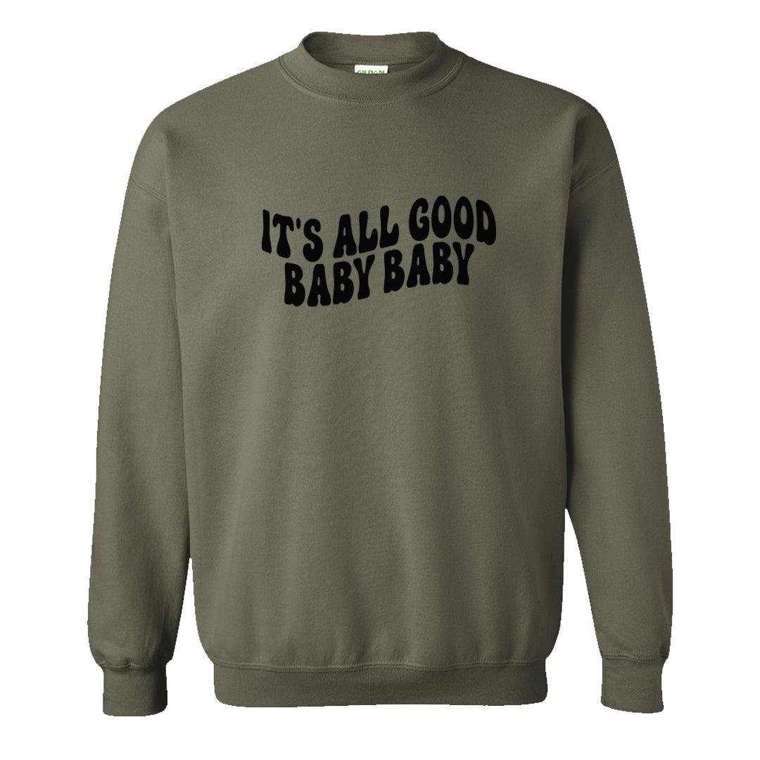 Element Black Olive High 1s Crewneck Sweatshirt | All Good Baby, Military Green
