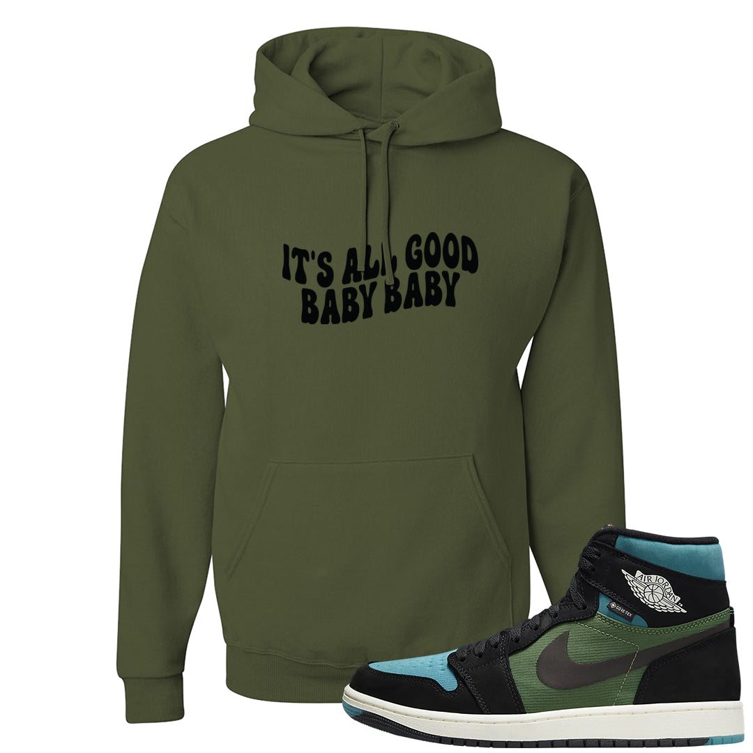 Element Black Olive High 1s Hoodie | All Good Baby, Military Green