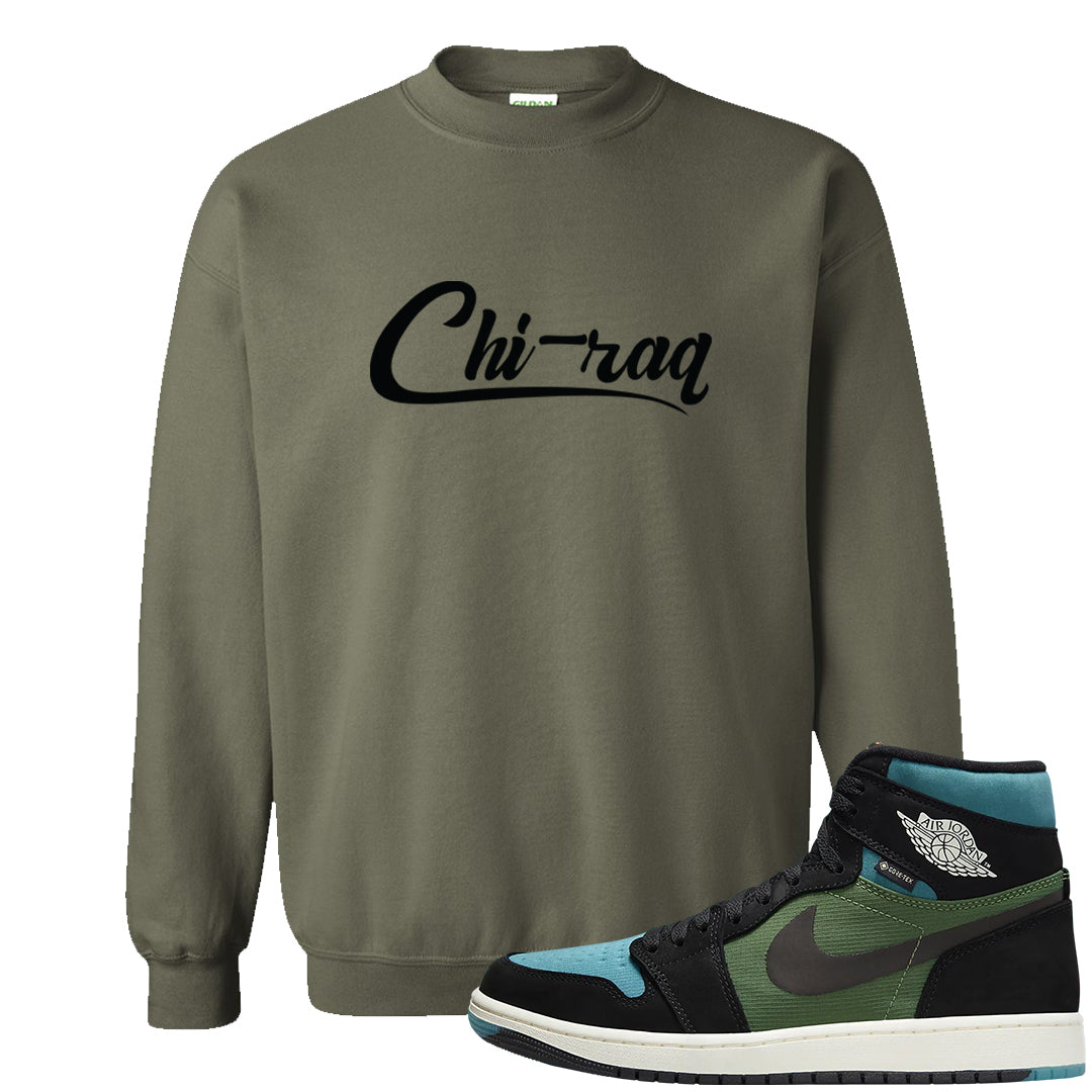 Element Black Olive High 1s Crewneck Sweatshirt | Chiraq, Military Green