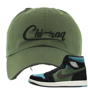 Element Black Olive High 1s Distressed Dad Hat | Chiraq, Olive