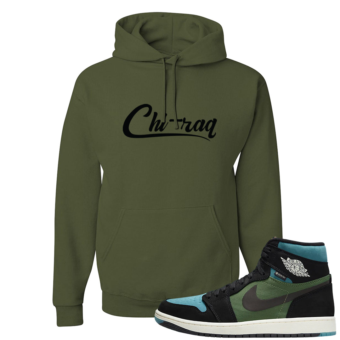 Element Black Olive High 1s Hoodie | Chiraq, Military Green