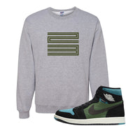 Element Black Olive High 1s Crewneck Sweatshirt | Double Line 23, Ash