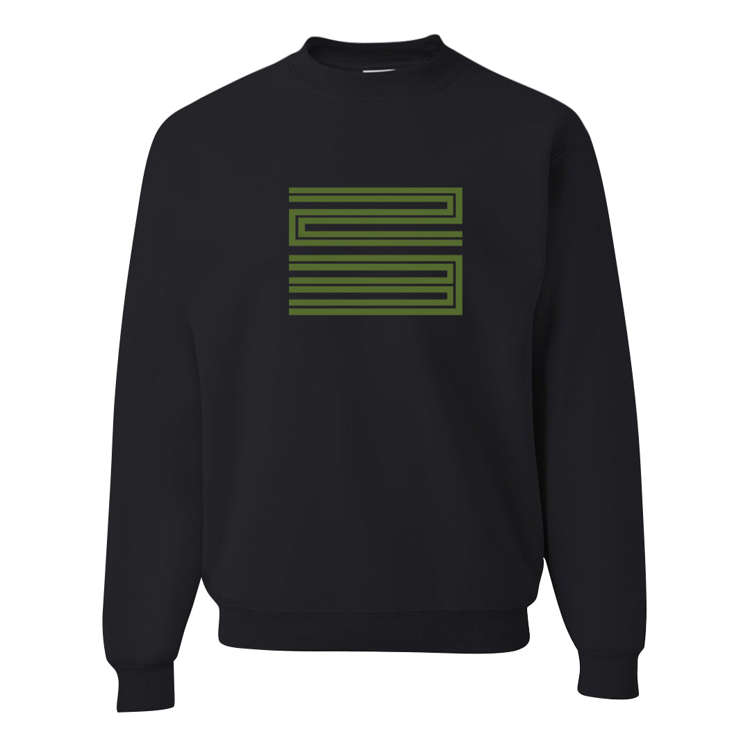 Element Black Olive High 1s Crewneck Sweatshirt | Double Line 23, Black