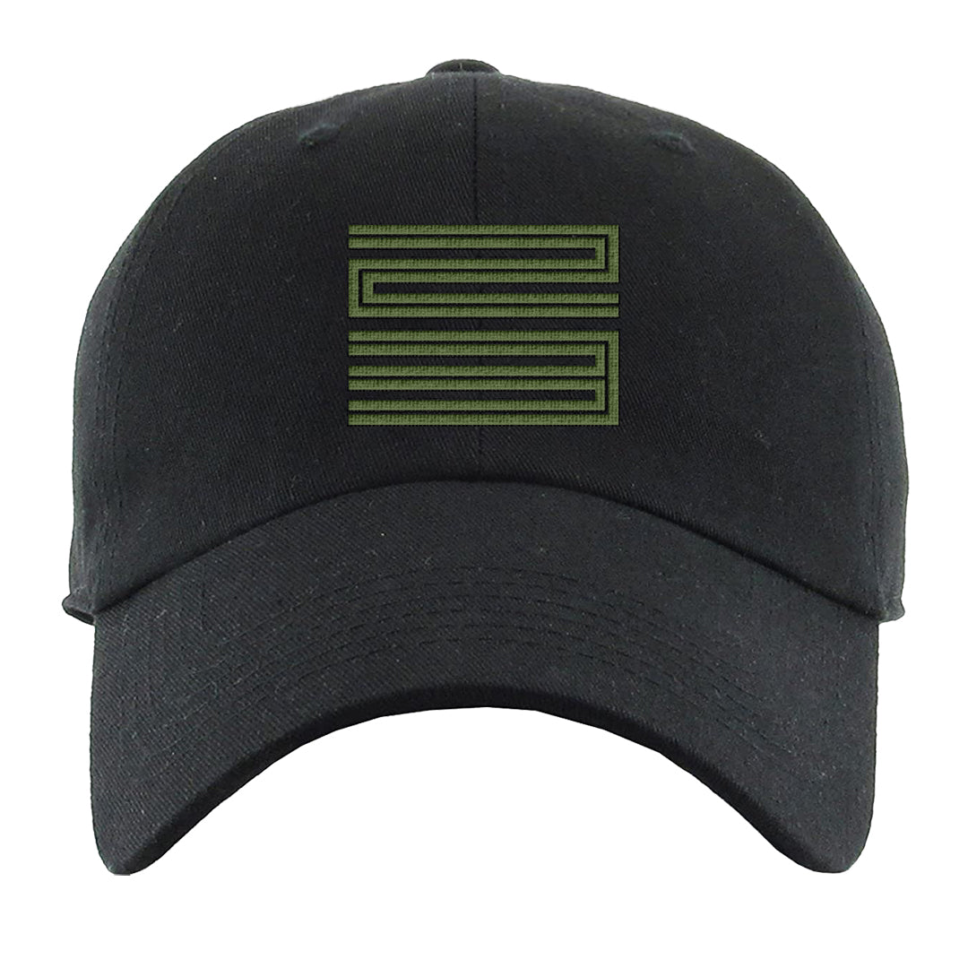 Element Black Olive High 1s Dad Hat | Double Line 23, Black