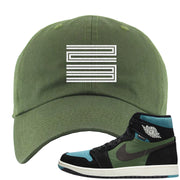 Element Black Olive High 1s Dad Hat | Double Line 23, Olive