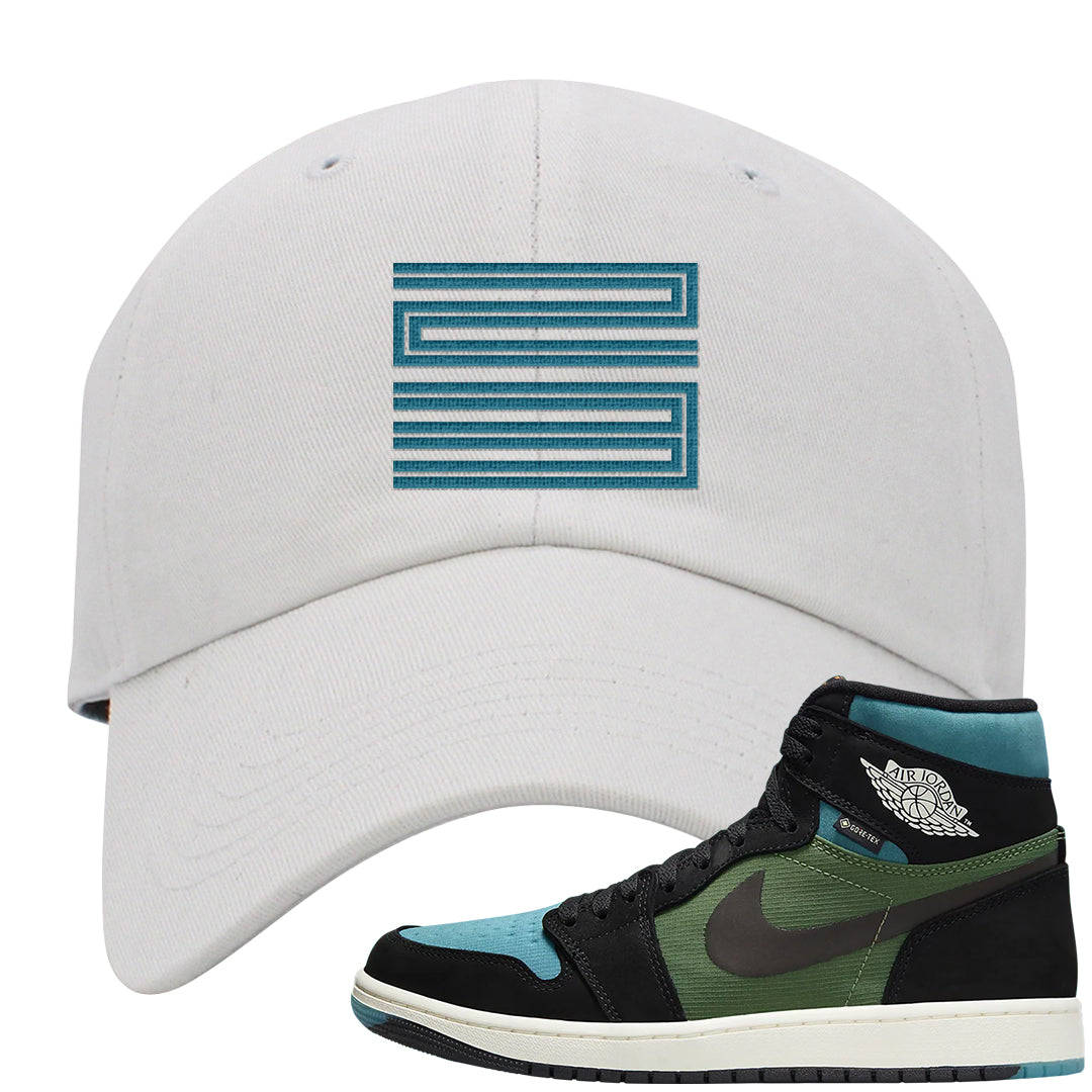 Element Black Olive High 1s Dad Hat | Double Line 23, White