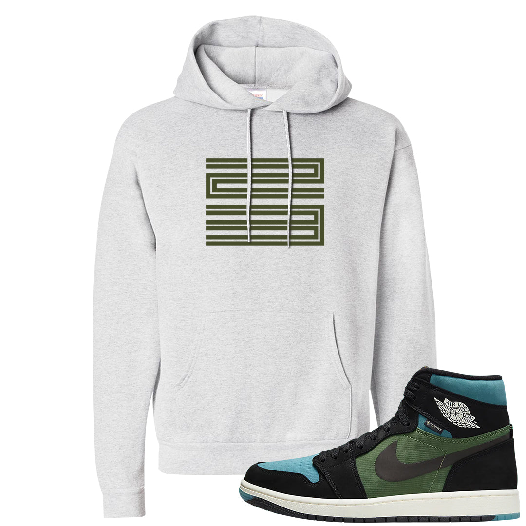 Element Black Olive High 1s Hoodie | Double Line 23, Ash