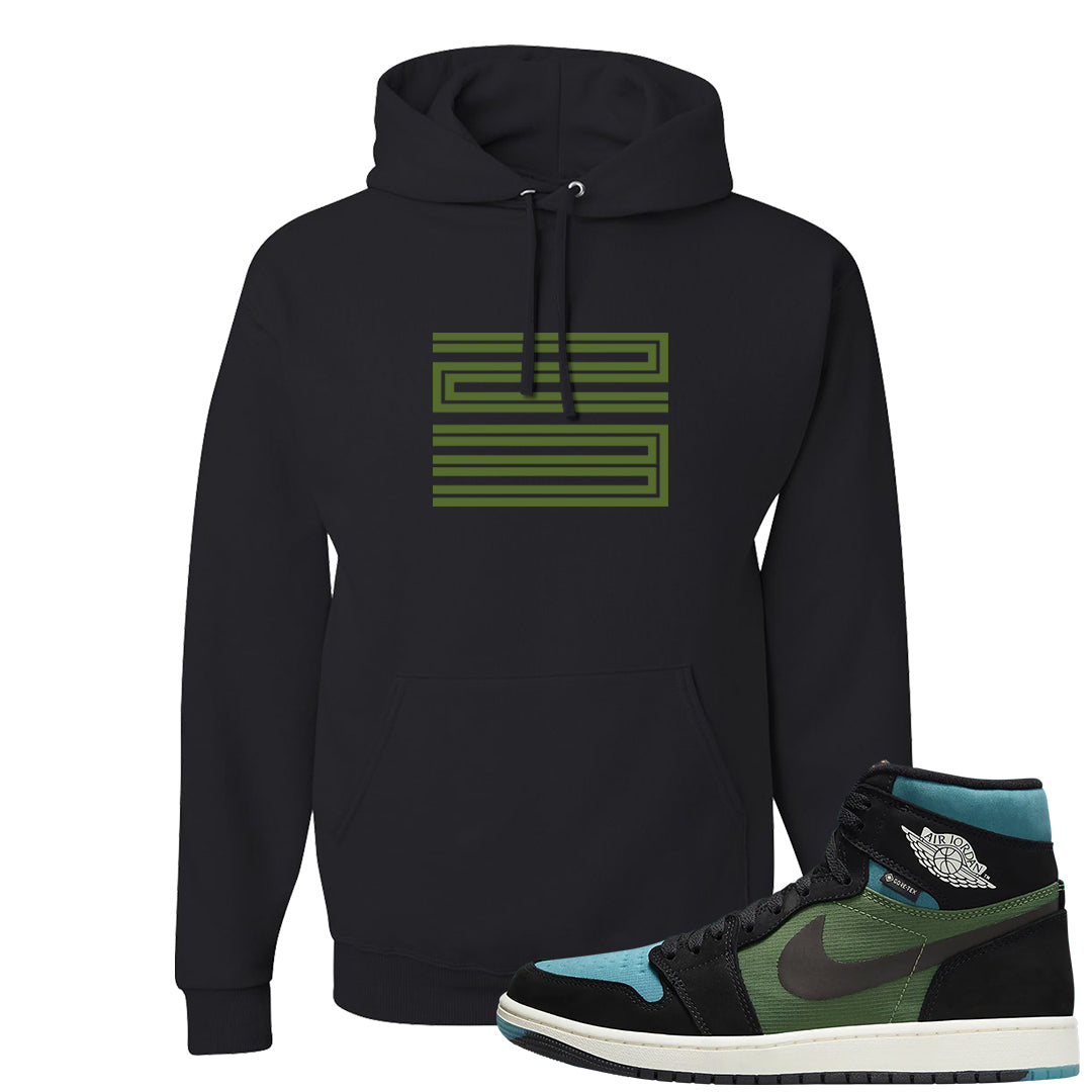 Element Black Olive High 1s Hoodie | Double Line 23, Black