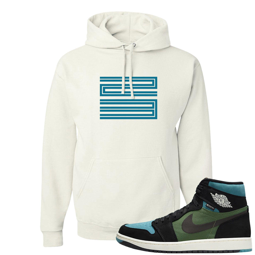 Element Black Olive High 1s Hoodie | Double Line 23, White