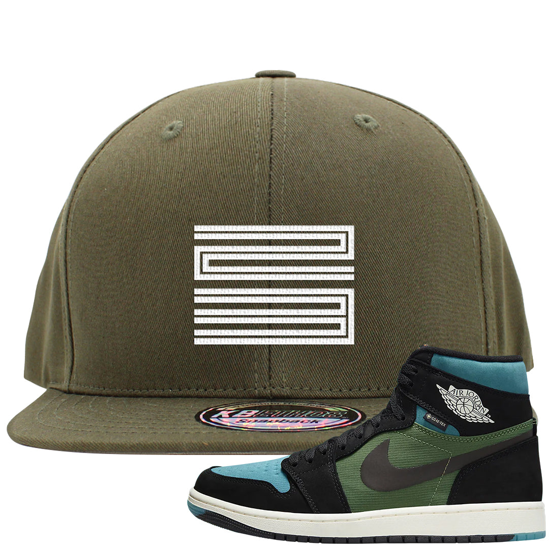 Element Black Olive High 1s Snapback Hat | Double Line 23, Olive