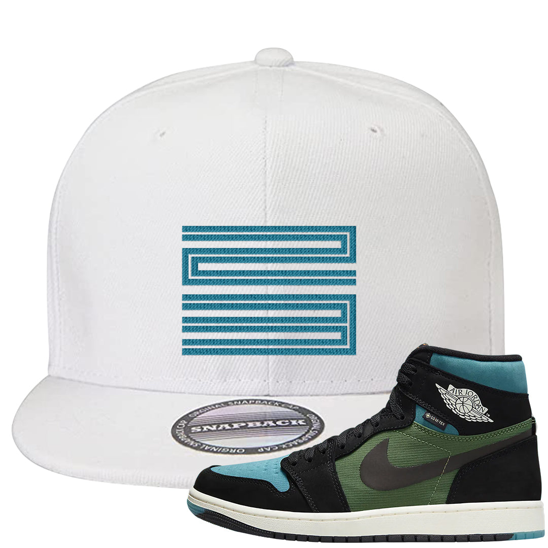 Element Black Olive High 1s Snapback Hat | Double Line 23, White