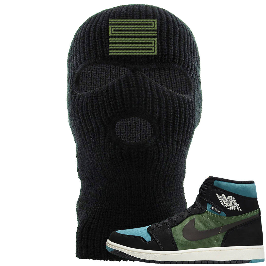 Element Black Olive High 1s Ski Mask | Double Line 23, Black