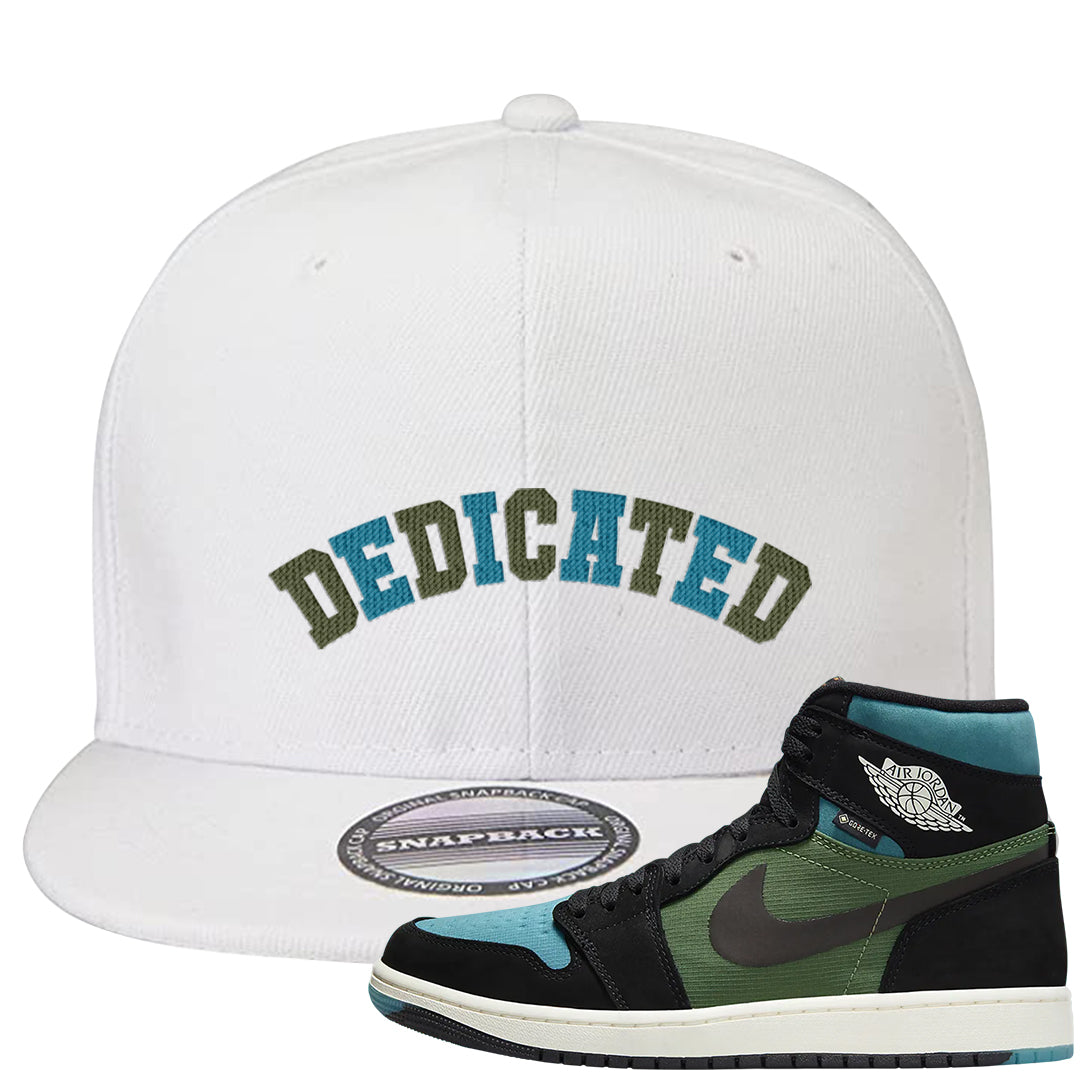 Element Black Olive High 1s Snapback Hat | Dedicated, White