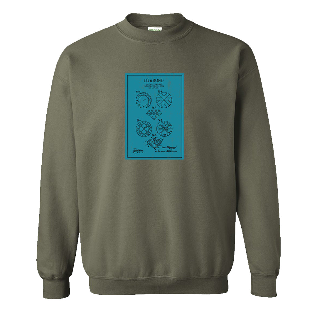 Element Black Olive High 1s Crewneck Sweatshirt | Diamond Patent Sketch, Military Green
