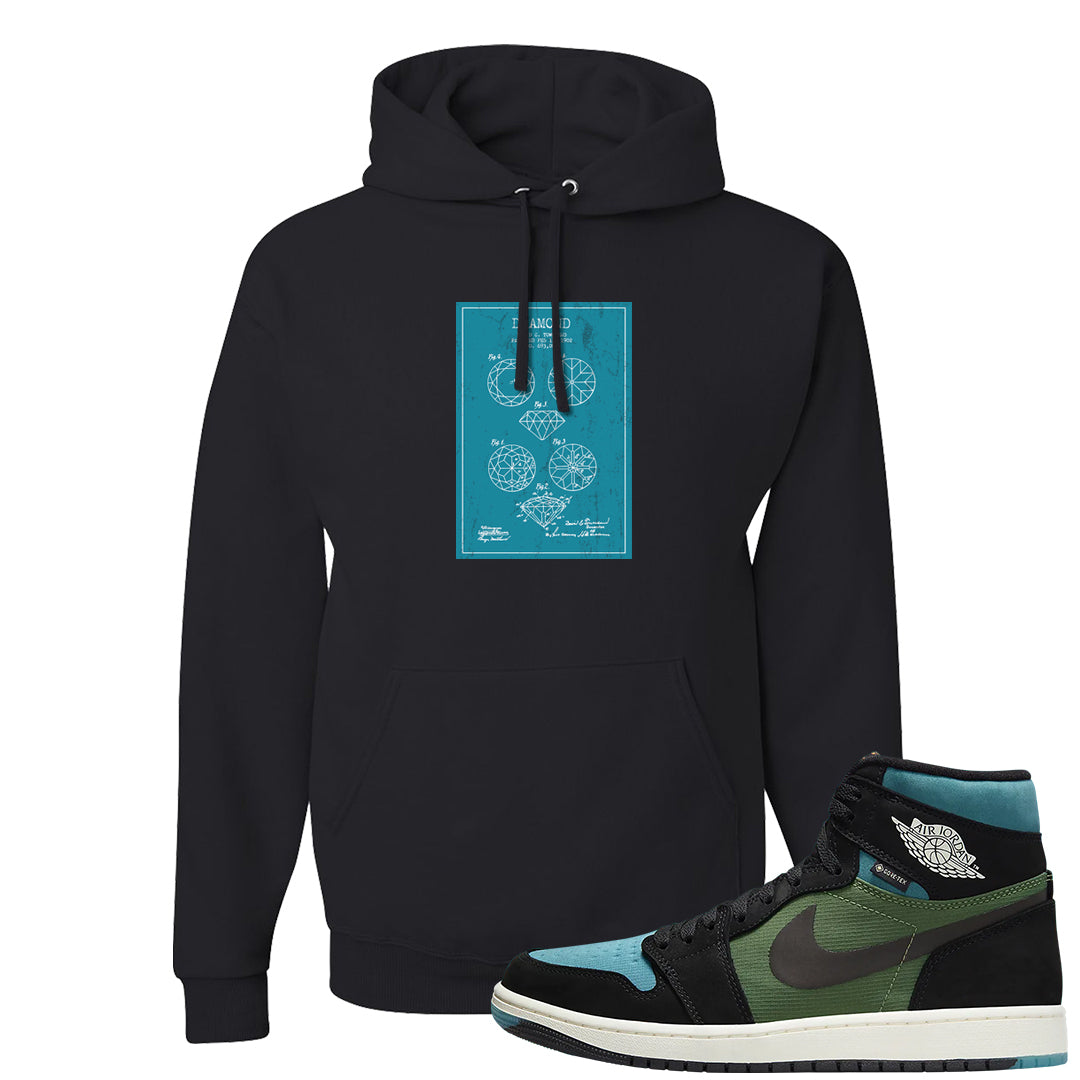 Element Black Olive High 1s Hoodie | Diamond Patent Sketch, Black