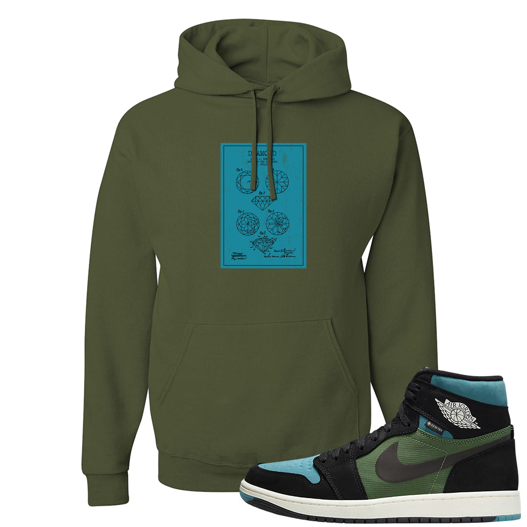 Element Black Olive High 1s Hoodie | Diamond Patent Sketch, Military Green