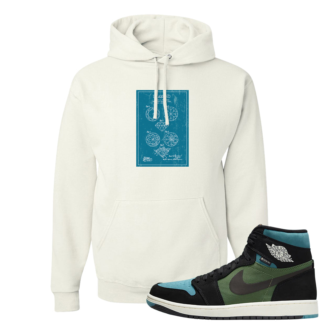 Element Black Olive High 1s Hoodie | Diamond Patent Sketch, White