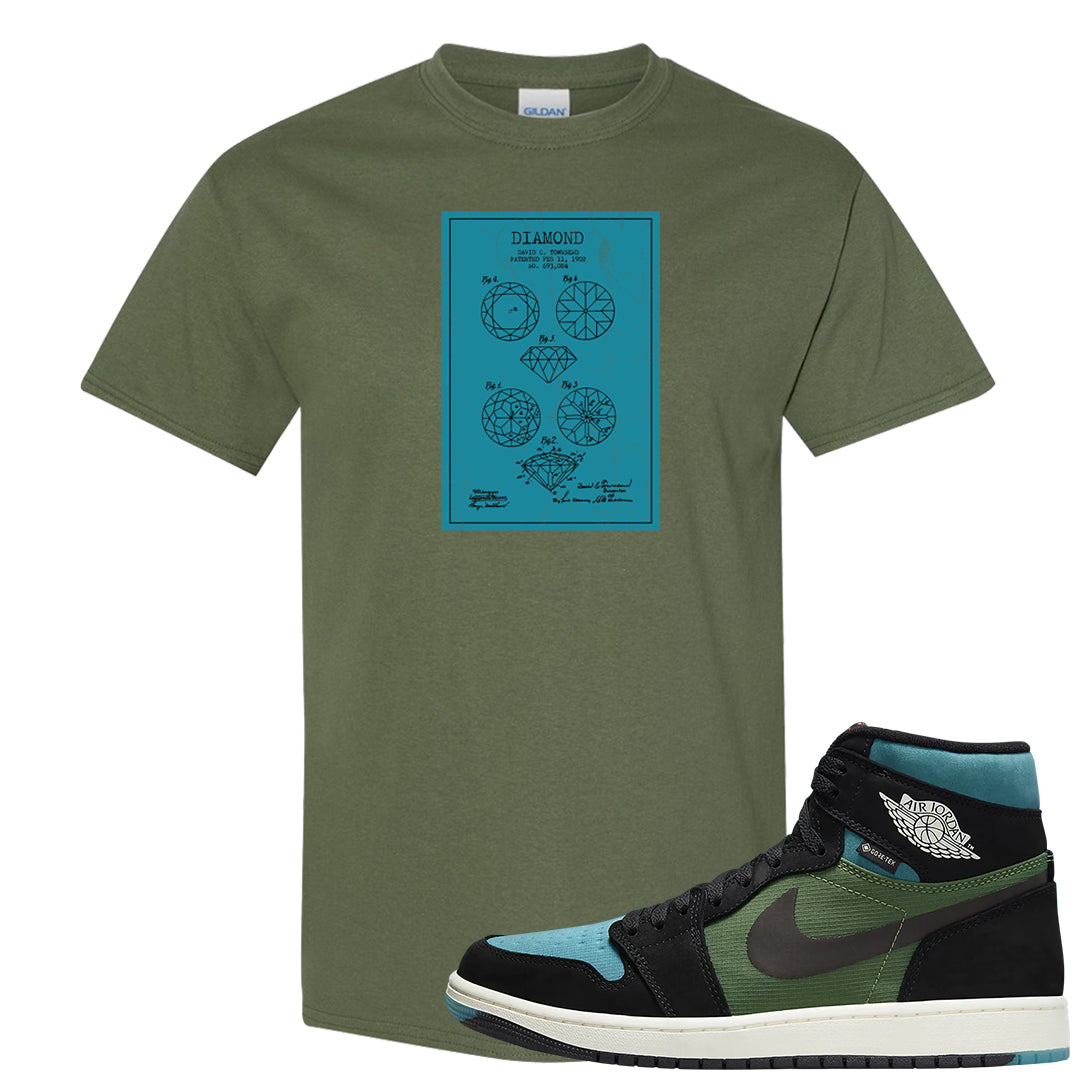 Element Black Olive High 1s T Shirt | Diamond Patent Sketch, Military Green
